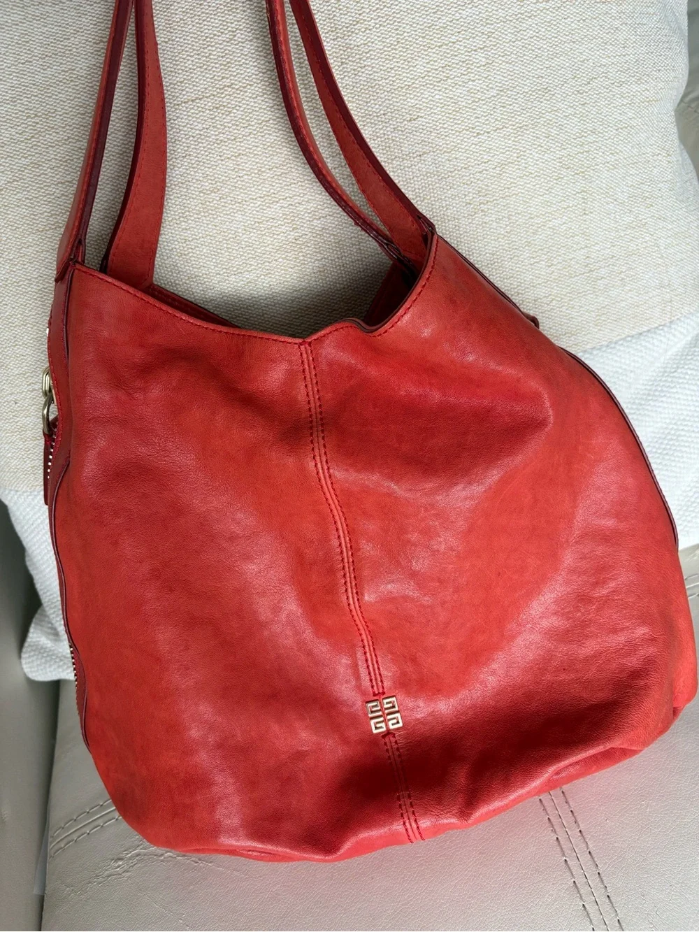 Givenchy Brick Red Leather Hobo Shoulder Bag